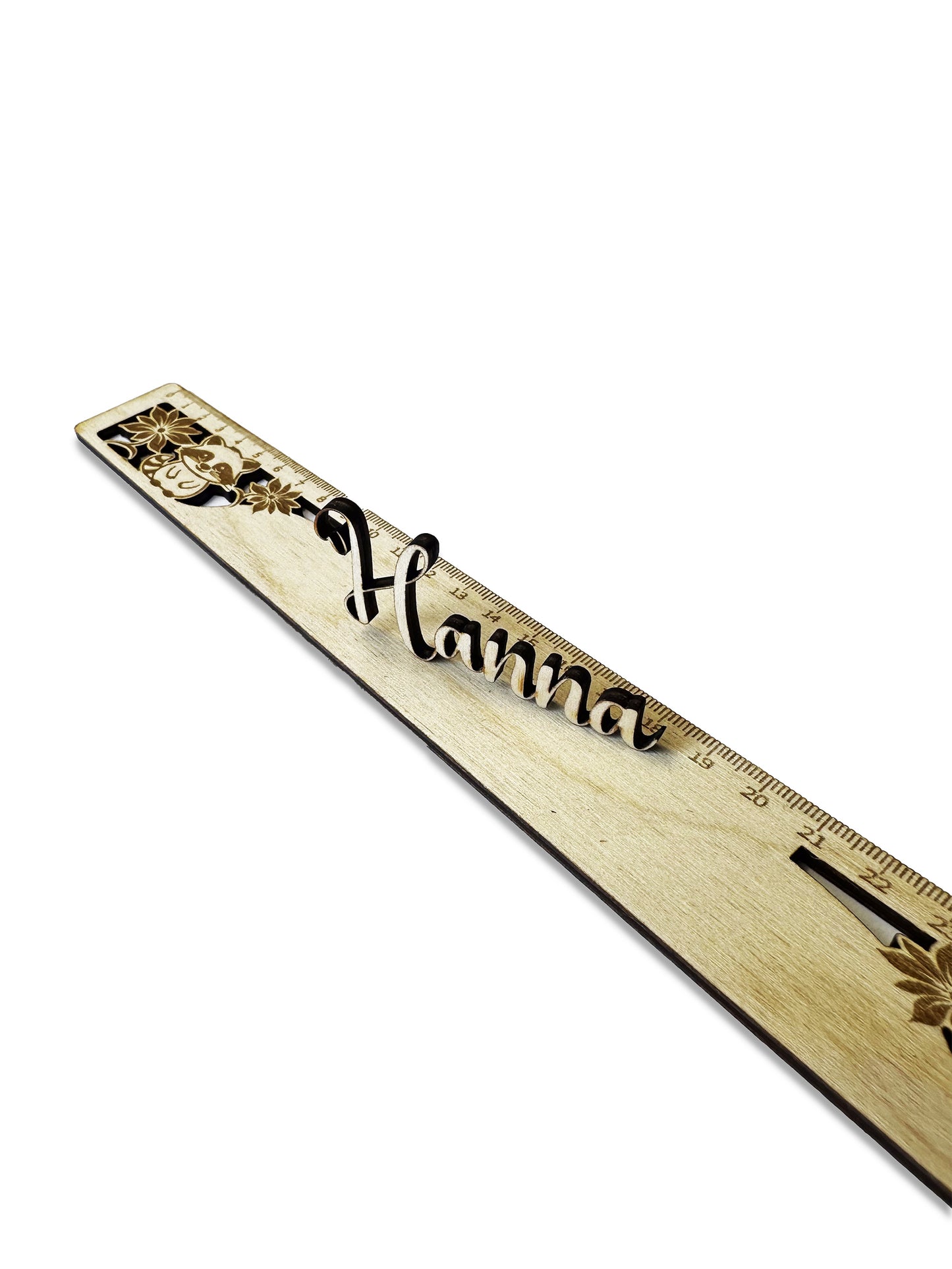 Personalisierter Holz-Lineal mit 3D Namen – Modellwahl & Gravur – Geschenk zum Schulanfang
