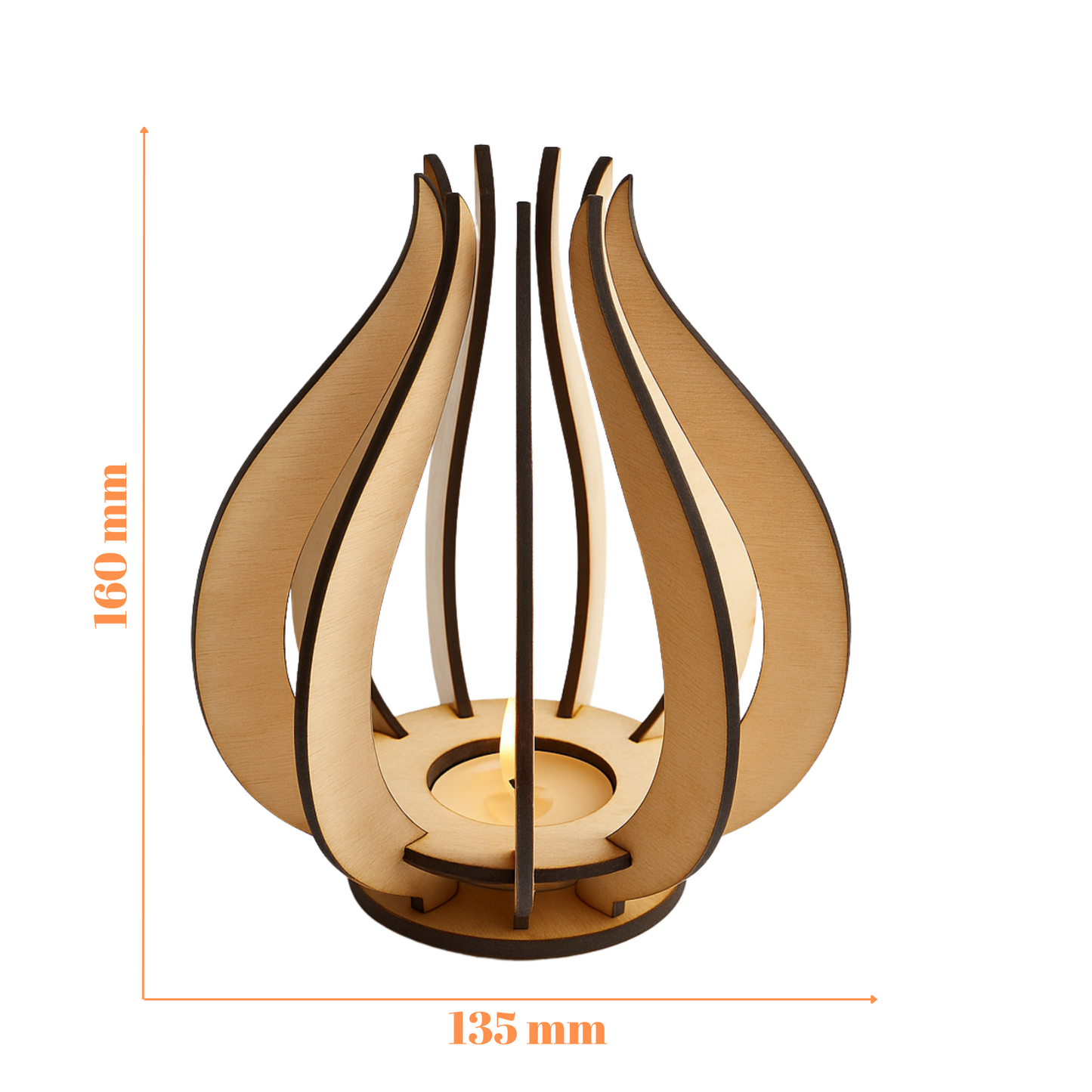 Dekorativer Teelichthalter aus Holz – Perfekt für LED-Lichter & gemütliche Atmosphäre