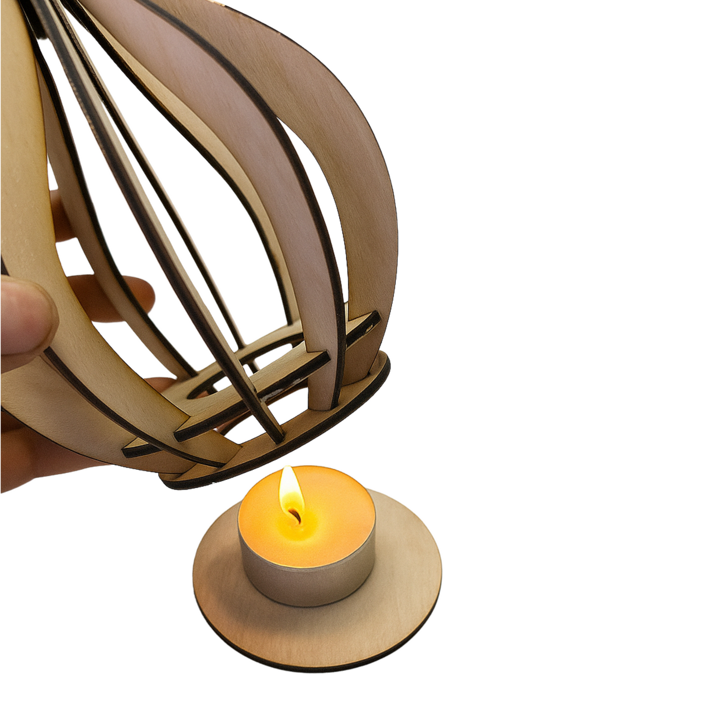 Dekorativer Teelichthalter aus Holz – Perfekt für LED-Lichter & gemütliche Atmosphäre