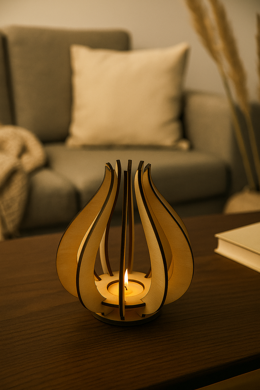 Dekorativer Teelichthalter aus Holz – Perfekt für LED-Lichter & gemütliche Atmosphäre