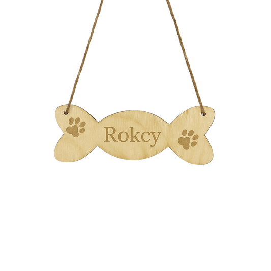 Personalisierte Hundetafel aus Holz – Mit Namen & Pfotenmotiv  | 30 % Rabatt auf die ersten 5 Stück!