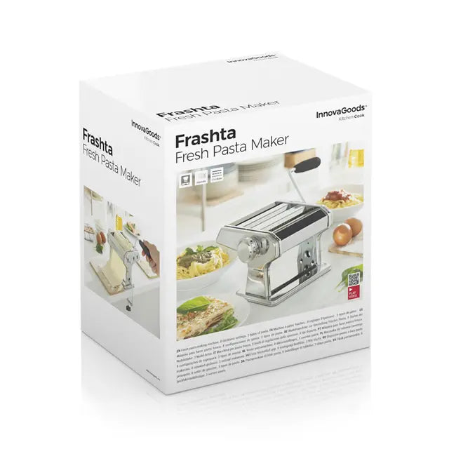 Frische Nudeln Maschine, Manuell mit 3 Walzen für Spaghetti, Tagliatelle, Lasagne, Einstellbare Nudeldicke, Inkl. Rezepte, Metall, Grau, Mittelgroß