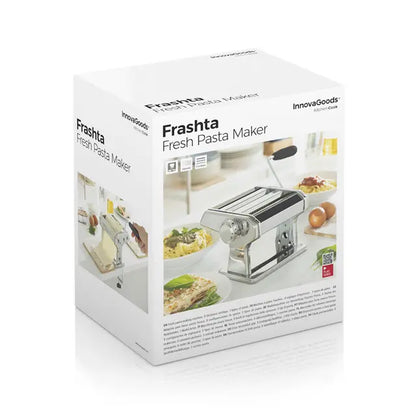 Frische Nudeln Maschine, Manuell mit 3 Walzen für Spaghetti, Tagliatelle, Lasagne, Einstellbare Nudeldicke, Inkl. Rezepte, Metall, Grau, Mittelgroß