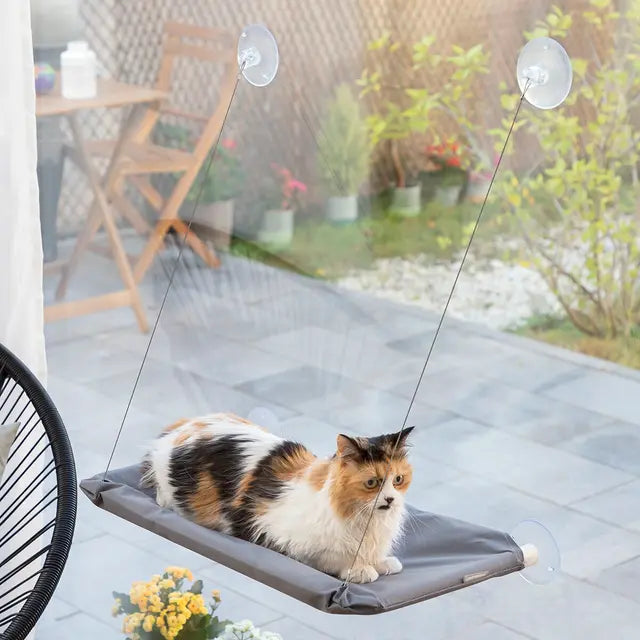 InnovaGoods® Hängendes Katzenhängematte Catlax, bietet einen komfortablen und sicheren Platz für Ihre Katze zum Ausruhen, mit 2 Haltegriffen, ideal für zu Hause.