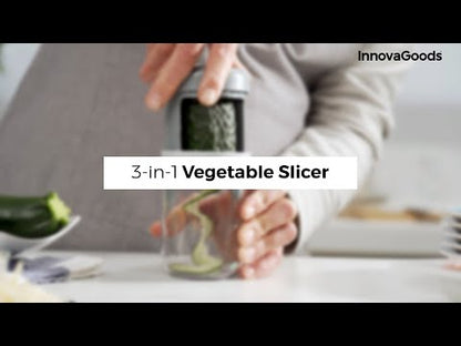 3-in-1 Gemüsespiralschneider und Reibe, Manuell, mit Rezepten, Multifunktional für Gemüse, Obst, Käse, Leicht zu reinigen, Weiß, Polypropylen Edelstahl AS ABS-Kunststoff