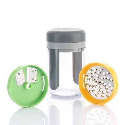 3-in-1 Gemüsespiralschneider und Reibe, Manuell, mit Rezepten, Multifunktional für Gemüse, Obst, Käse, Leicht zu reinigen, Weiß, Polypropylen Edelstahl AS ABS-Kunststoff