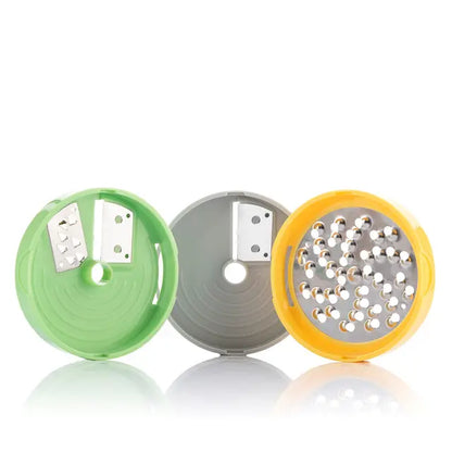 3-in-1 Gemüsespiralschneider und Reibe, Manuell, mit Rezepten, Multifunktional für Gemüse, Obst, Käse, Leicht zu reinigen, Weiß, Polypropylen Edelstahl AS ABS-Kunststoff